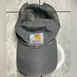 Carhartt Men's Grey Canvas Mesh Snap Back, Logo Build To Serve Protect People